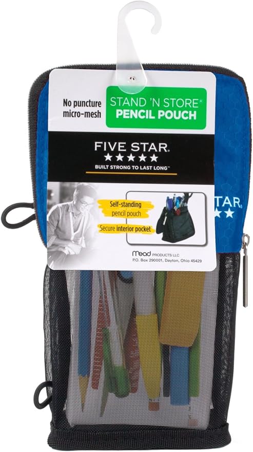 Five Star Stand 'N Store Pencil Pouch, Fits 3-Ring Binder, Pencil Case, Assorted Colors, Color Will Vary, 1 Count (50516) (Pack of 3)