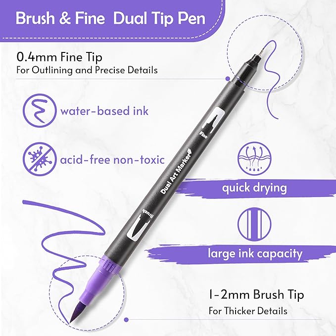 nauets 168 Colors Brush & Fine Dual Tip Watercolor Markers Set Coloring Books No Bleeding Paint Pens For Drawing Note taking Planner Calligraphy Journaling Card Making Art Supplies
