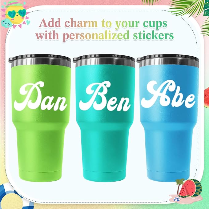 Gilprop 6 Sheets Name Decals for Tumblers Waterproof Vinyl Stickers for Water Bottles UV Dtf Cup Wrap Letters Custom Vinyl Stickers for 14-40 oz Tumbler Glass Bottle Car DIY Crafts