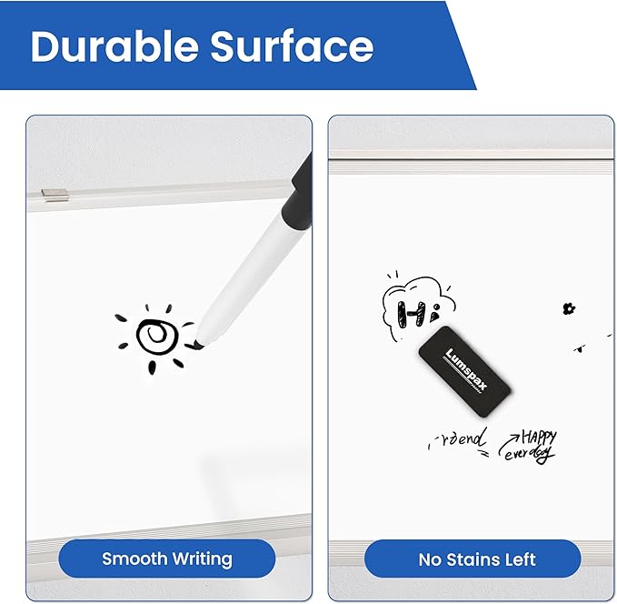 Small Dry Erase Board for Wall, 16" x 12" Double-Sided Hanging Whiteboard, Dry Erase White Board with 10 Markers, 4 Magnets and 1 Eraser, Portable Whiteboard for Home, Office, School