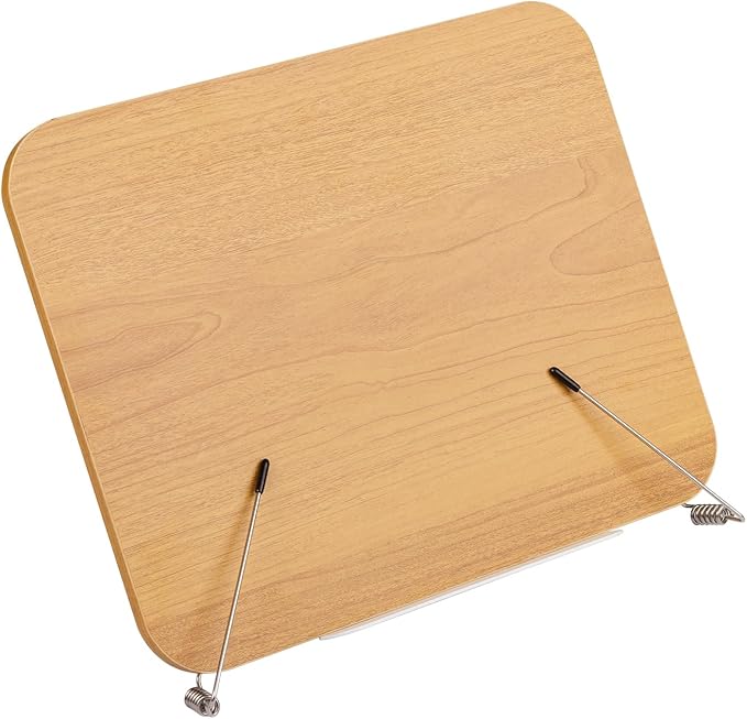 Honagu Desk Book Stand, Reading Rest Holder, Angle Adjustable for Textbooks, Documents, Cookbooks, Music Books, Tablets, Recipes (Yellow Wood)