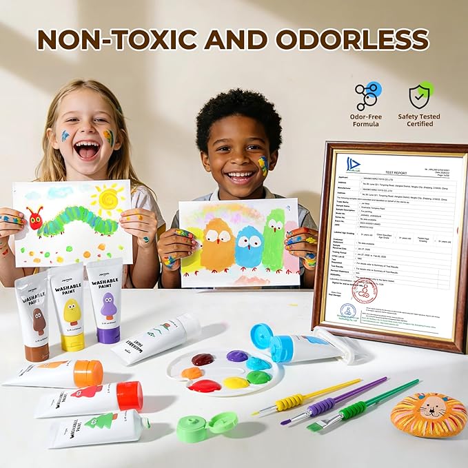 Jar Melo Washable Tempera Paint for Kids Age 4-6, Non-Toxic Toddler Painting Set, Tempera Paints for School Art, Crafts, Finger Paints 8 Colors