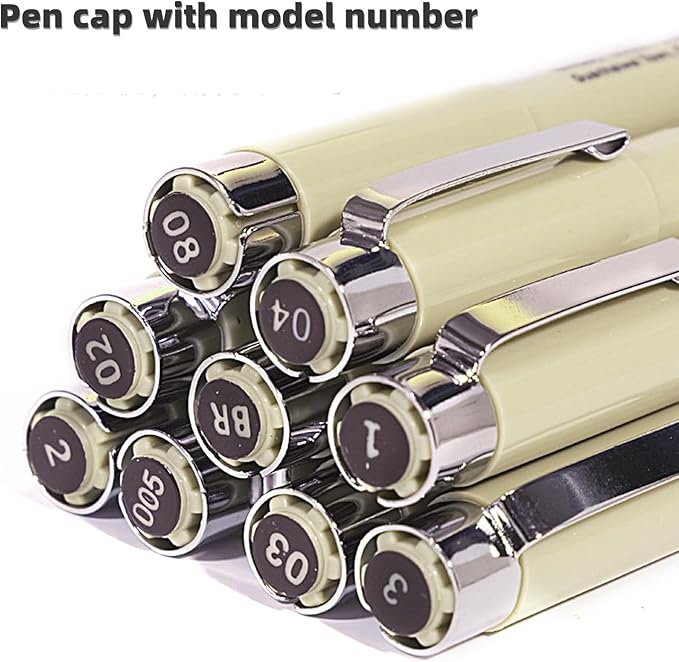MIPOR PEN LINE Black Fineliner Set 10pcs, Micro-Line Drawing Pens with Multiple Nib Sizes for Art Sketching, Illustration, Technical Drawing