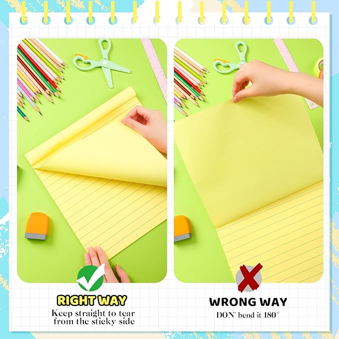 Qeeenar 8 Pads Big Sticky Notes 11 x 11 Inch Lined Jumbo Large Sticky Notes for Wall,Giant Strong Power Memo Square Post for Office, 25 Sheets/Pad (Yellow Color)