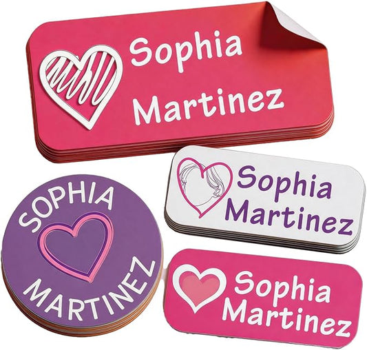 Waterproof Custom Name Stickers (135 Labels) - Personalized Daycare Labels for Clothing, Water Bottles, Lunch Boxes & School Supplies - Ideal for Camp & Daycare - No-Iron (Love)