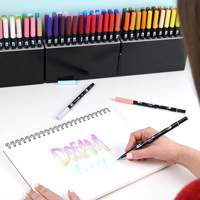 Tombow 56179 Dual Brush Pen Art Markers, 108 Color Set with Marker Case. Blendable, Brush and Fine Tip Markers with Marker Case