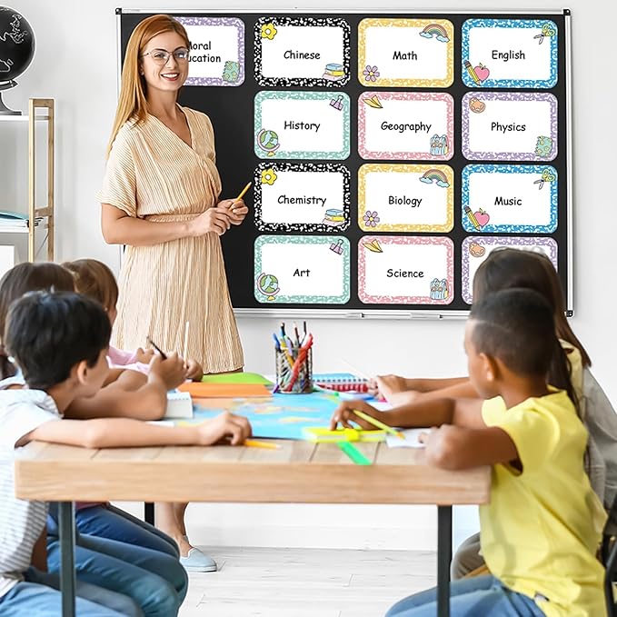 12Pcs Magnetic Write Wipe Organization Chart Dry Erase Objectives Learning Magnets Composition Notebook Colorful Back to School Classroom Goals Targets for Whiteboard Teaching Supplies