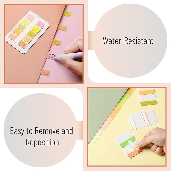 Mr. Pen- Sticky Index Tabs, 500 Pcs, 21 Sets, Colorful, Writable Colored Pages Markers Labels for Reading Notes, Books, Binders, Notebook, Folders and Classify Files, Water-Resistant