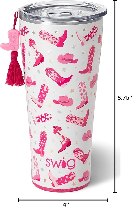 Swig Life 32oz Insulated Tumbler, Travel Coffee Tumbler with Lid, Cup Holder Friendly Travel Coffee Mug, Stainless Steel with Lid (Let's Go Girls)