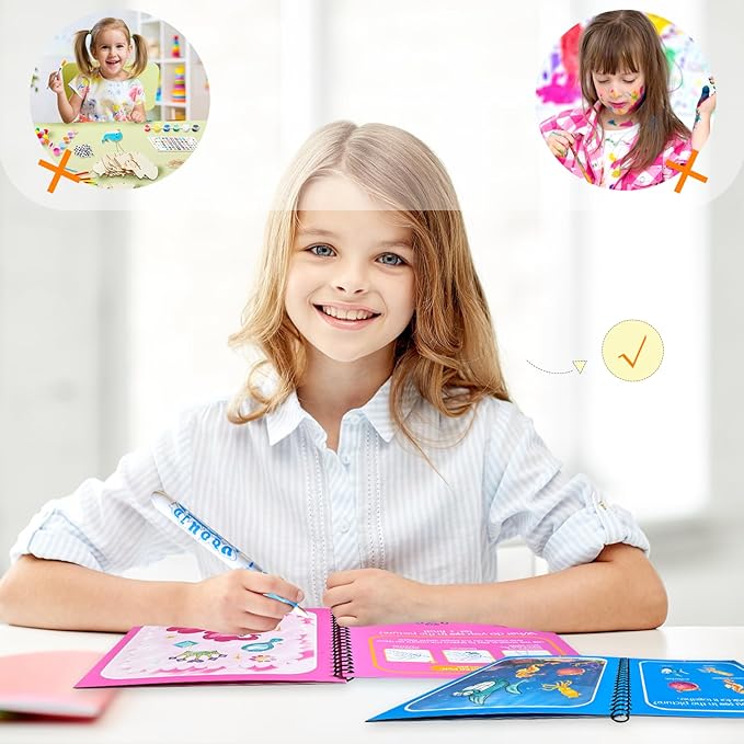 14 Pack Water Coloring Books,Water Doodle Book Toys,Reusable Water Painting Book for Toddlers,Educational Learning Kits Gifts,Best Birthday Gifts