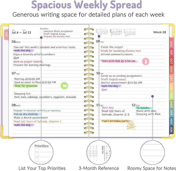 Forvencer Academic Planner 2026-2027, July 2026-June 2027 Weekly & Monthly Hardcover Calendar Planner, 6" X 8", Daily Agenda Book, School Office Notebook College Teacher Student Organizer A5, Green
