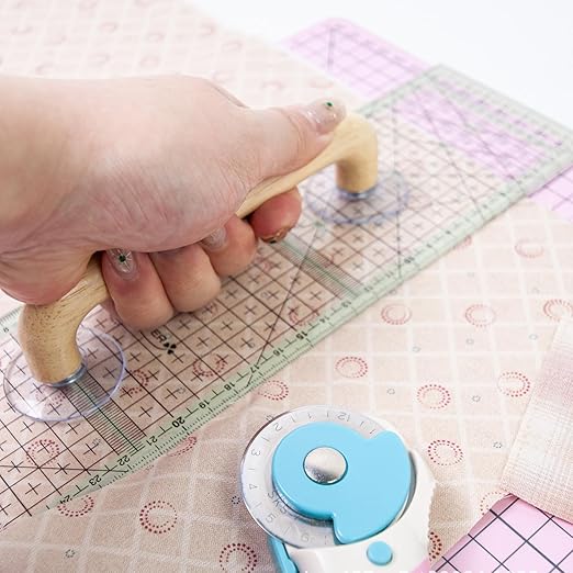 Quilting Ruler Grips, Wooden Handle with Strong Suction Cup Sewing Tools Handle for Quilting Patchwork Ruler Holder, Sewing, Cutting & Crafting Tools for Quilters