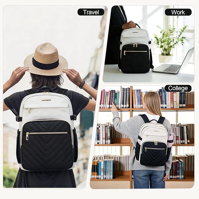 VANKEAN 15.6 Inch Laptop Backpack for Women Large Capacity | Waterproof Backpacks Stylish Travel Bags Casual Daypacks for College, Business