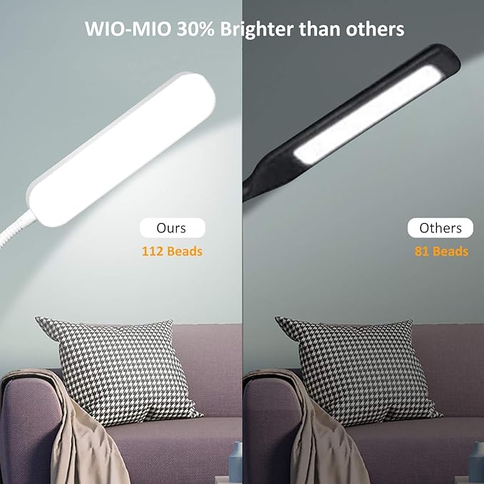 Wio-Mio Floor Lamps, 15w/1000lm Bright LED Floor Lamp with Stepless Adjustable 3000K-6000K Colors and Dimmer, Remote and Touch Control Reading Lamp, Adjustable Floor Lamp for Living Room
