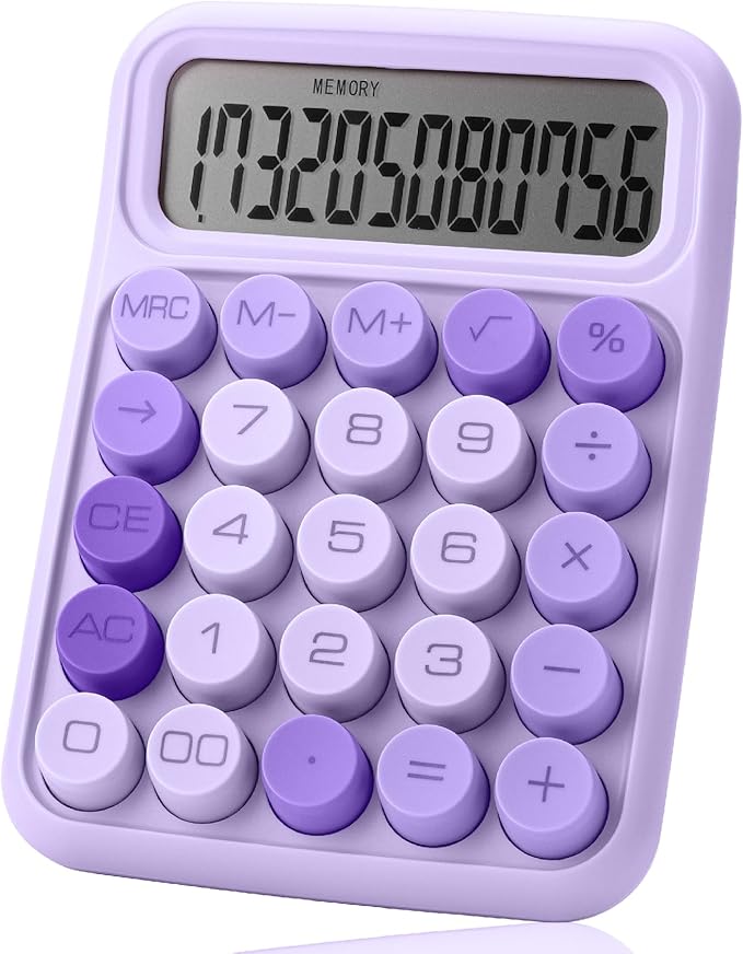 Mr. Pen- Mechanical Switch Calculator, 12 Digit Large LCD Display, Purple with Big Buttons, Mechanical Switch Calculator for Home, School, Office