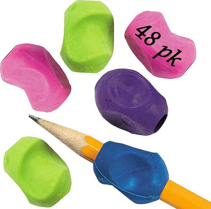 Bulk Training Pencil Grips - Assorted Colors Kids Handwriting Trainer - 48 Pencil Grips Writing Aids