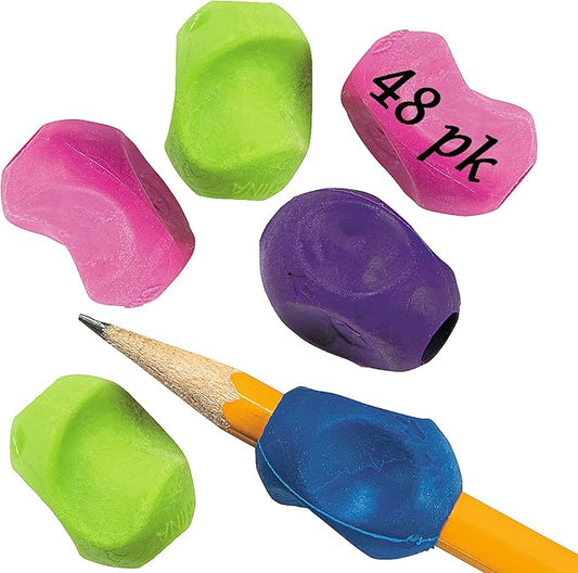Bulk Training Pencil Grips - Assorted Colors Kids Handwriting Trainer - 48 Pencil Grips Writing Aids
