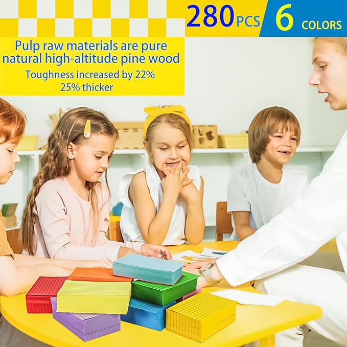 280Pcs Colored Index Cards 3x5 Inch Flash Cards with Lines Note Card Flashcards, Colorful Ruled Card Pad Index Note Books 3 x 5 Notecards for Studying School Supply College Office