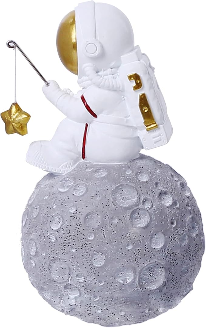 Astronaut Fishing Star Figurines, Space Themed Bedroom & Desktop Shelf Decor, Gifts for Space Lovers & Christmas