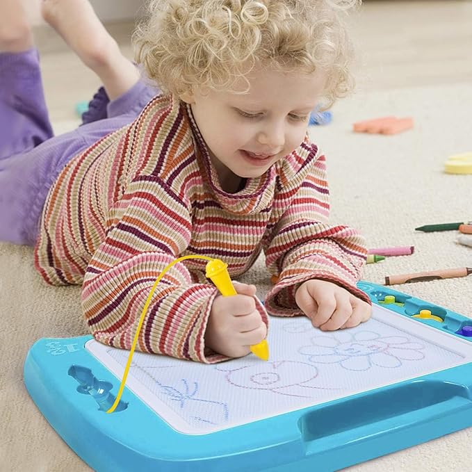 SGILE Toddler Toys for Kids, Large Magnetic Drawing Board for Birthday Gift, Toys for 1 2 3 4 Year Old Girls Boys, Etch & Sketch Pad with 4 Stamps, Learning and Educational, 16 ×13 in, Light Blue
