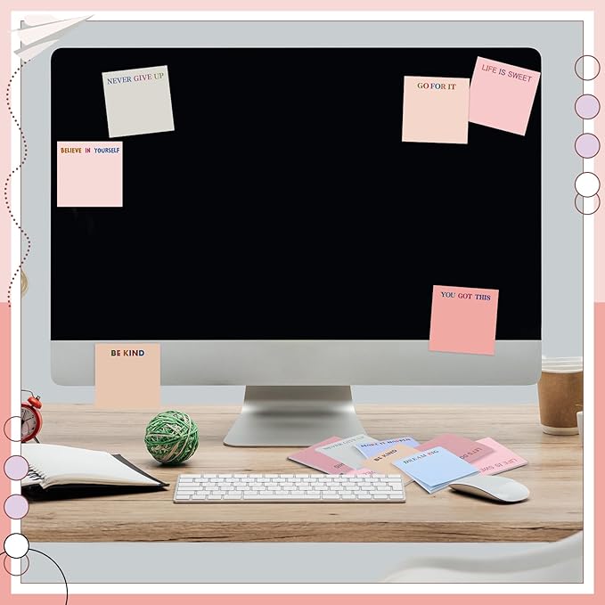 Yinder 24 Pcs Inspirational Sticky Notes Cute Motivational Sticky Notes Pad End of Year Employee Appreciation Gifts Bulk for Teacher Nurse Coworkers Office Supplies 3 x 3'' (Inspirational,Aesthetics)
