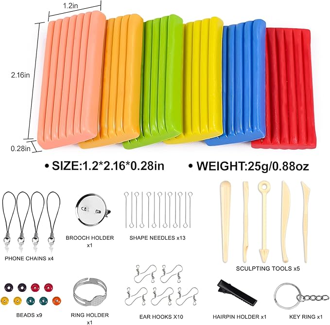 CiaraQ Polymer Clay Kit, DIY Oven Bake Modeling Clay with Sculpting Tools, 50 Colors, 3.46 lb
