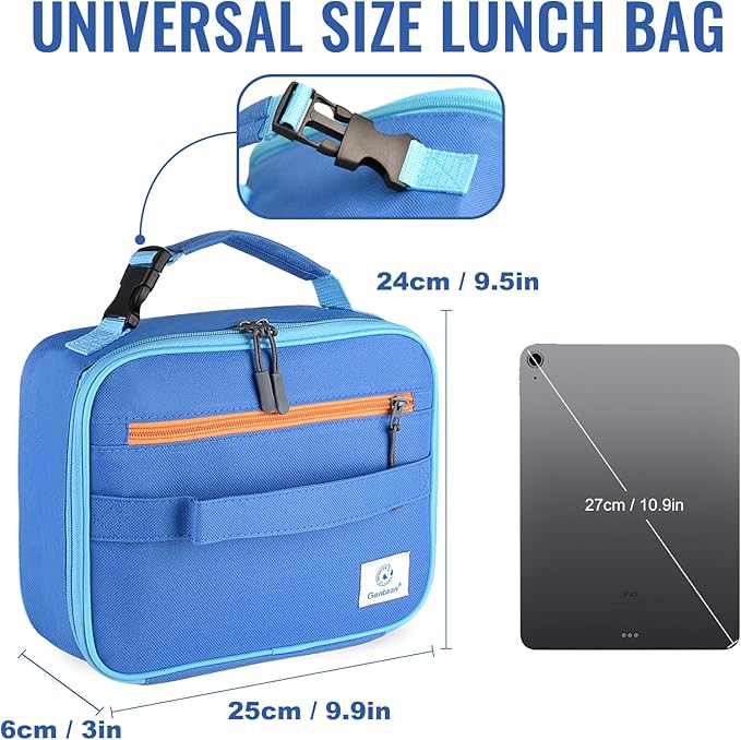 Genteen Lunch Box Kids,Insulated Lunch Bag Kids Boys Girls,Soft Bag Small Cooler Back to School Thermal Meal Tote Kit Lunch Box for School,Work,Outdoor (Blue)