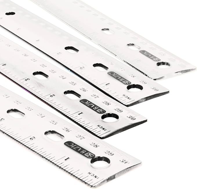 BAZIC Products Plastic Clear Rulers 12 inch (30cm), Inches Centimeter Metric Ruler Measuring Long Ruler, Straight Edge Ruler for Students School Supplies, 288-Pack