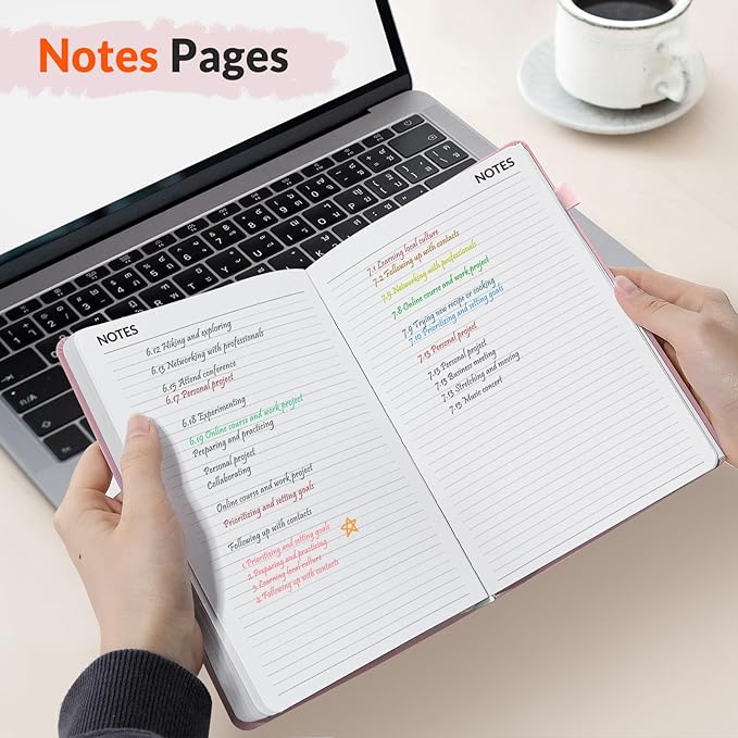 SUNEE 2026-2027 Weekly & Monthly Hardcover Planner 5.5" x 8.3" - 12 Month (July 2026 - June 2027), Small Academic Year Calendar Planner, Pocket, Notes, 100 GSM Paper, Pink