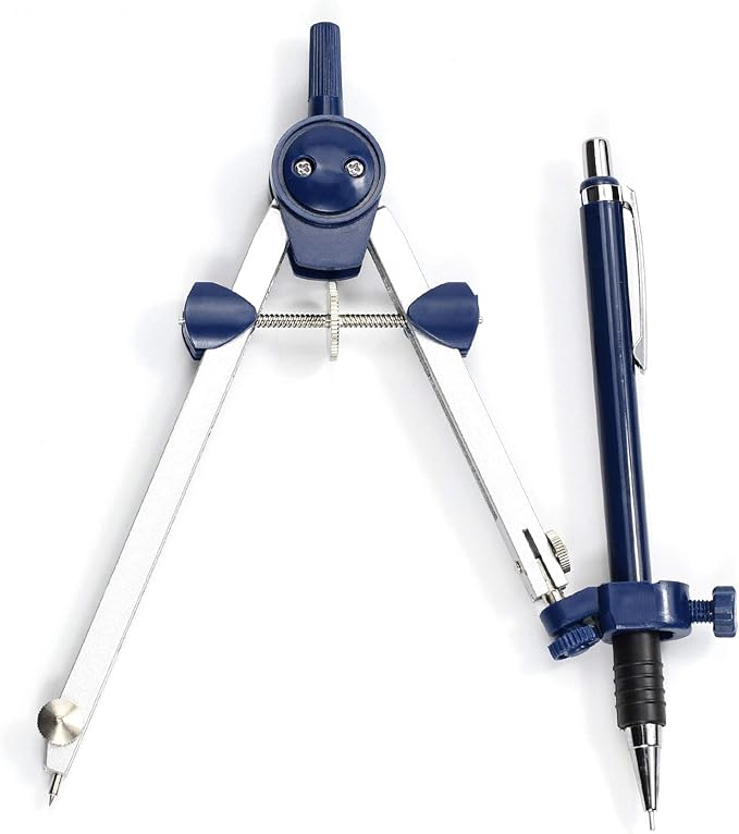 UNJOO Drawing 9Pc Geometry Set Metal Compass, Geometry Precision Tool for Student, Circle Drawing Tool and Architecture, Drafting Kits for Engineer with Shatterproof Storage Box (Blue)