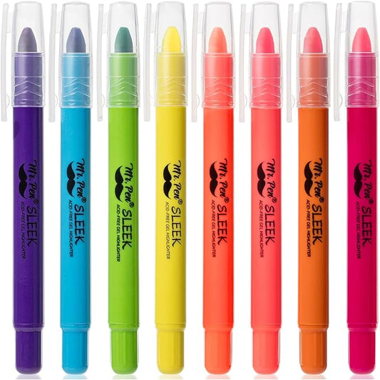 Mr. Pen- No Bleed Gel Highlighters, Vibrant Colors, 8 Pack, Bible Highlighters and Pens No Bleed, Bible Markers for Study, Journaling, School Supplies and Accessories