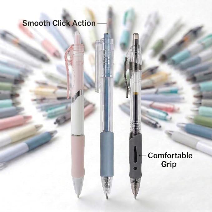 100 Pack Bulk Retractable Black Gel Ink Pens - Assorted Styles & Colors Mixed Wholesale Lot - Smooth Writing Click Pens for Office, School, and Home Supplies