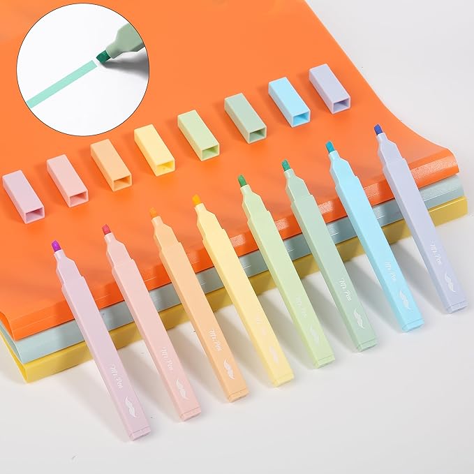 Mr. Pen- Aesthetic Highlighters No Bleed, 8 Pack, Pastel Colors, Chisel Tip, Cute Highlighters Assorted Colors for Journaling, Highlighting, Underlining, Fast Dry, Back to School Supplies