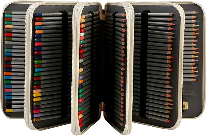 Portable Colored 250 Slots Pencil case Organizer with Printing Pattern for Watercolor Pens or Markers, Pencil Case Organizer for Artist