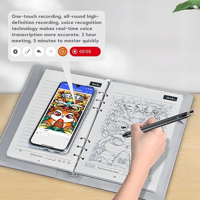 Digital Sketchbook Pro V2, Smart Digital Notebook Drawing Pad with A5 Erasable Paper Refill + 5 Spare Refills, Smart Sync Pen & Notebook, Drawing, Writing, Note-Taking,Black