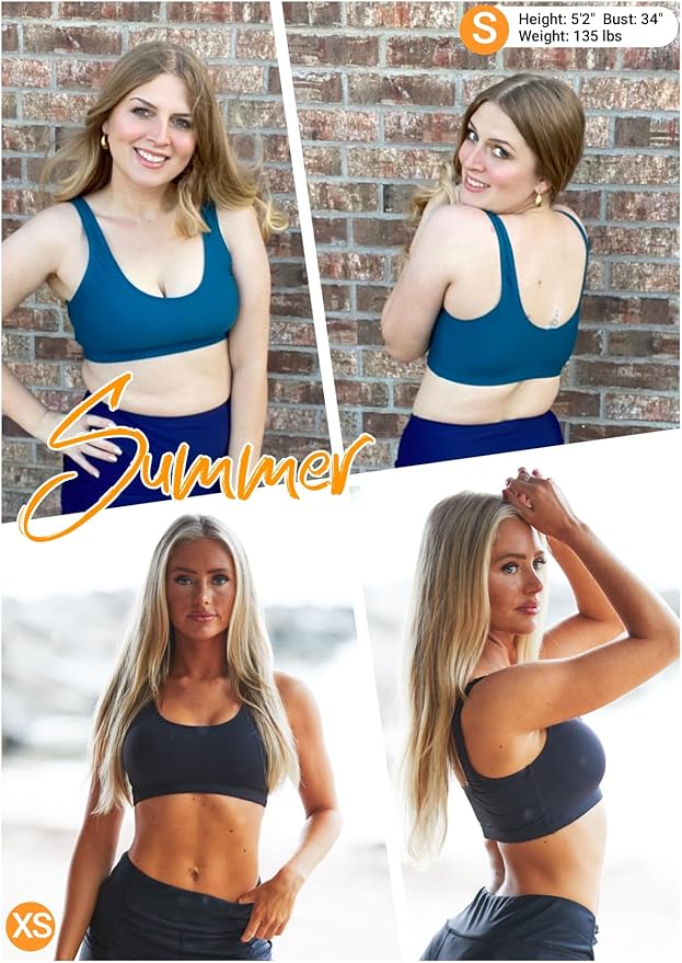Tempt Me Women Sports Bra Bikini Top Push Up Scoop Neck Bathing Suits Top Padded Swim Crop Tops Only