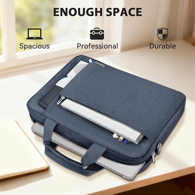 Ferkurn 15.6 16 Inch Laptop Case Bag for Women Men Compatible with MacBook Pro M5/HP OmniBook Omen Envy/Lenovo Yoga IdealPad/Dell Pro Inspiron, Carrying Briefcase Computer Messenger Bag Case, Grey