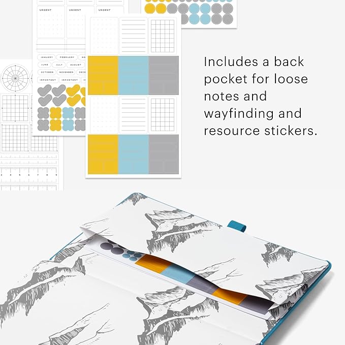 Stone Journal Explorer Notebook – A5 Waterproof Paper Field Journal, Vegan Leather Hardcover, 144 Pages Alternating Ruled & Dot Grid, Back Pocket, Weather-Resistant (Teal)
