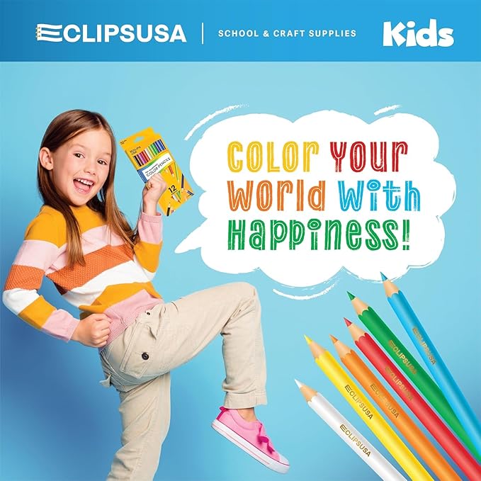 E-CLIPS USA Colored Pencils 12 Count Colored Pencils for Kids Vibrant Coloring Pencils Color Pencil Set (3 Pack)
