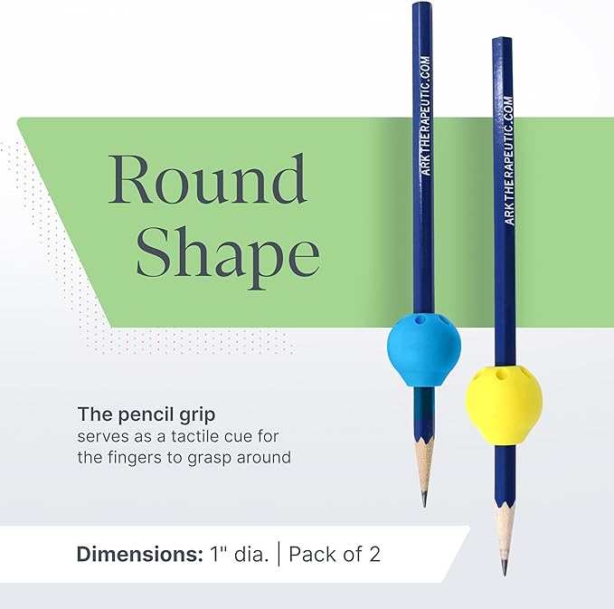 ARK Butter Pencil Grip, Web Space Opener for Proper Finger Positioning & Improved Handwriting, Pencil Grips for Kids, Occupational Therapy Tools, Bright Blue, 2-Pack