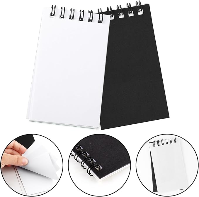 Hooqict 10 Pack Pocket Notebook 3x5 Small Spiral Notepads Black Mini Notebooks with Lined Pages, Memo Note Pads for Work, Office, School, 50 Sheets/100 Pages