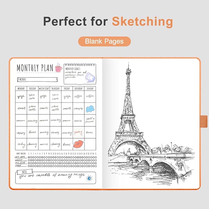AHGXG Blank Journal Notebook, 160 Pages, A5 Medium Size (5.7'' x 8.3'')
