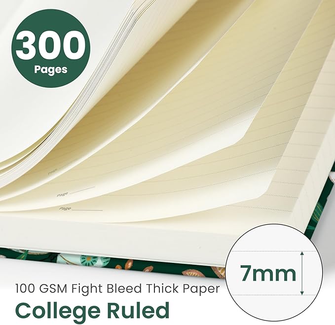 Taja Lined Spiral Notebook Journal for Work, 300 Pages Thick B5 (7.1"x10") College Ruled Journal for Women & Writing, Hardcover Notebook for Note Taking, Perfect for Office Home School, Butterfly