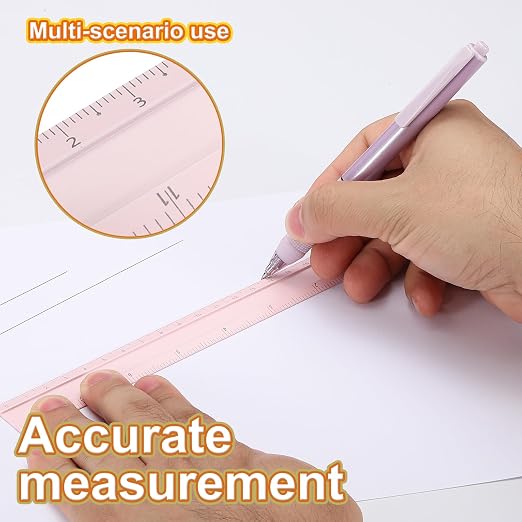 HARFINGTON Metal Straight Ruler 8 Inch(20cm) Metric Aluminum Alloy Measuring Rulers Scale Tool with Hole for Measure Study Reading Classroom Office, Light Blue