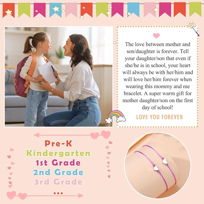 UNGENT THEM Big & Small Heart Bracelets Back to School Gifts for Girls