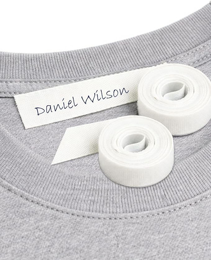 2 Iron-On White Fabric Tape. Writable Clothing Label Roll, 3m x 1cm. for Kids, School & Care Settings, Nursery