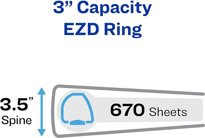 Avery Heavy-Duty View 3 Ring Binder, 3" One Touch EZD Rings, 670-Sheet Capacity, 3.5 Inch Wide Spine, Great for Home, School Supplies, Office, or Organization Needs, 1 Chartreuse Binder (79779)