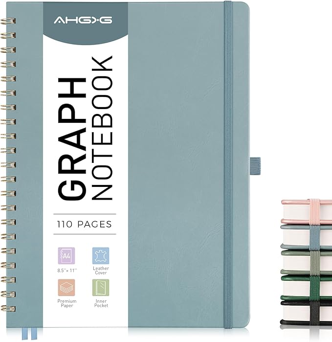 AHGXG Graph Paper Notebook, 110 Pages, A4 (8.5" x 11")