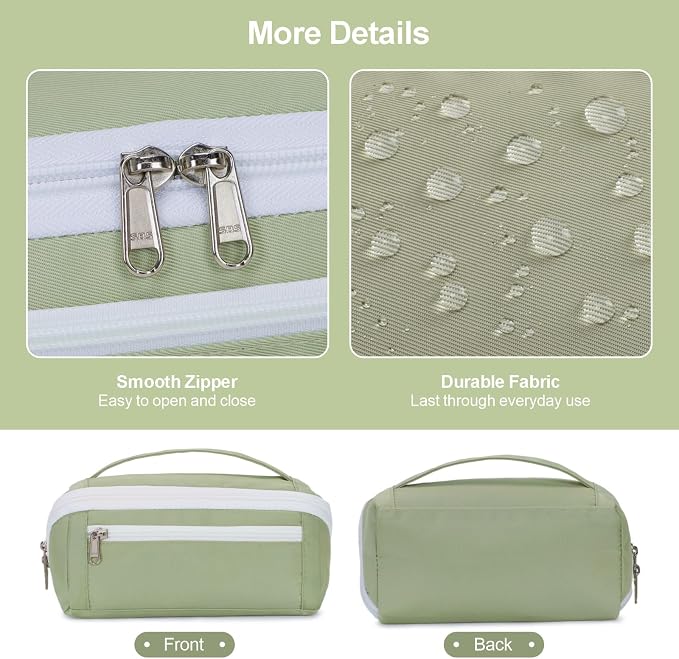 Large Pencil Pouch - 8 Compartments, Wide Handle Organizer Bag | Wide Open Pen Bag, Flexible Dividers & Side Pockets, Handle, 900D Fabric, College Supplies for Teens, Green