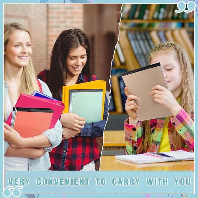 Fuutreo 12 Pcs 8.5'' x 11'' Colored Legal Pad Wide Ruled Loose Leaf Paper 3 Hole Punched Landscape Pads 50 Sheets Per Notepad Assorted Color Pastel Writing Pad Filler Paper for college(Vivid Color)